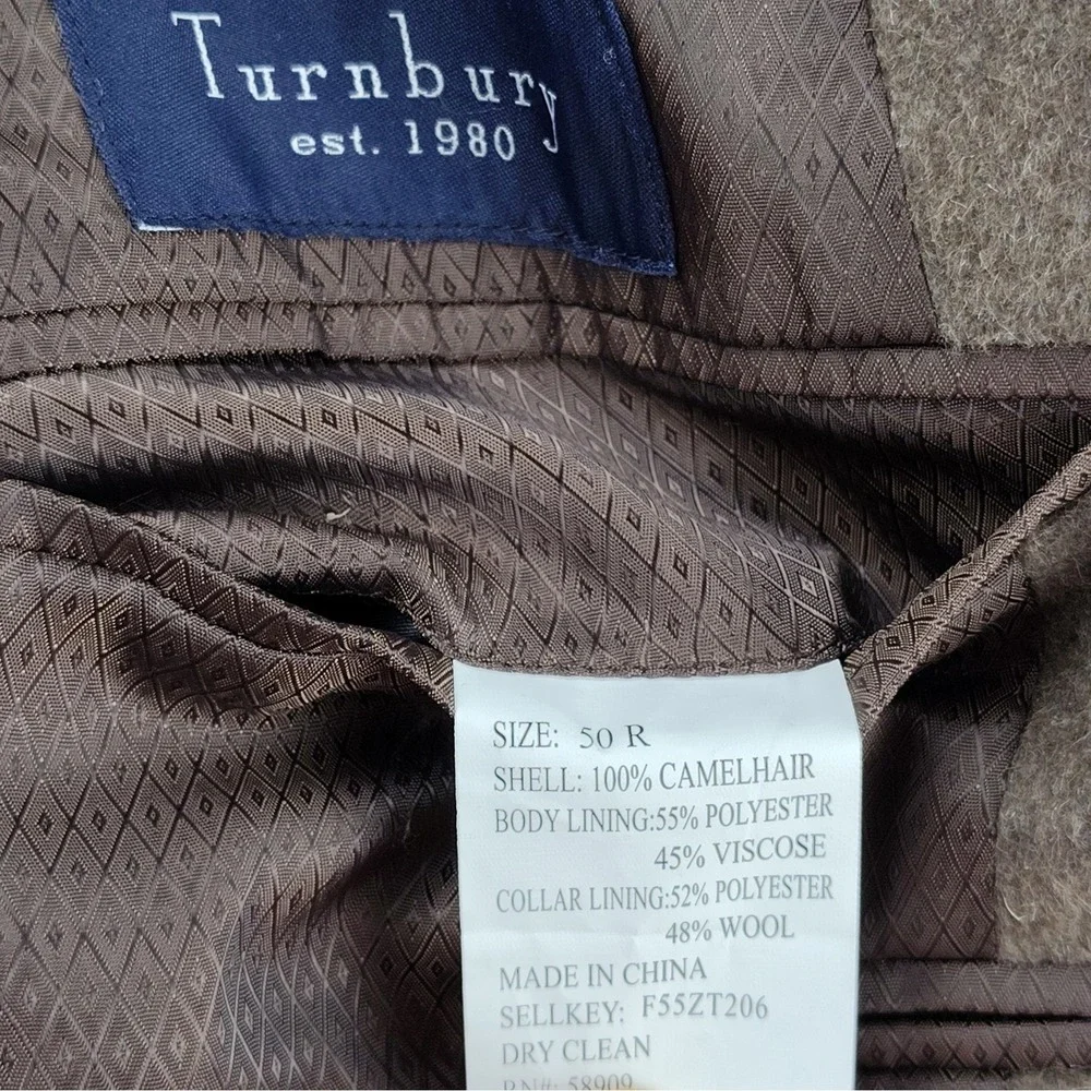 Turnbury 50R 100% Camel Hair Sport Coat Blazer Brown 2 Button Mens Jacket